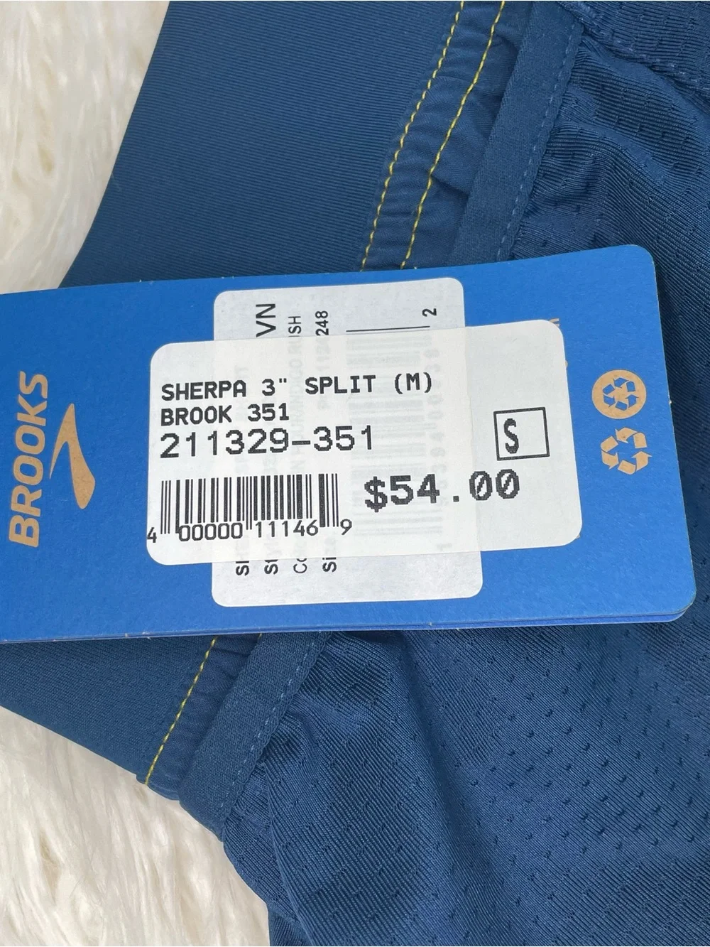 Brooks Men’s Mustard Yellow Running Shorts with Navy Accents